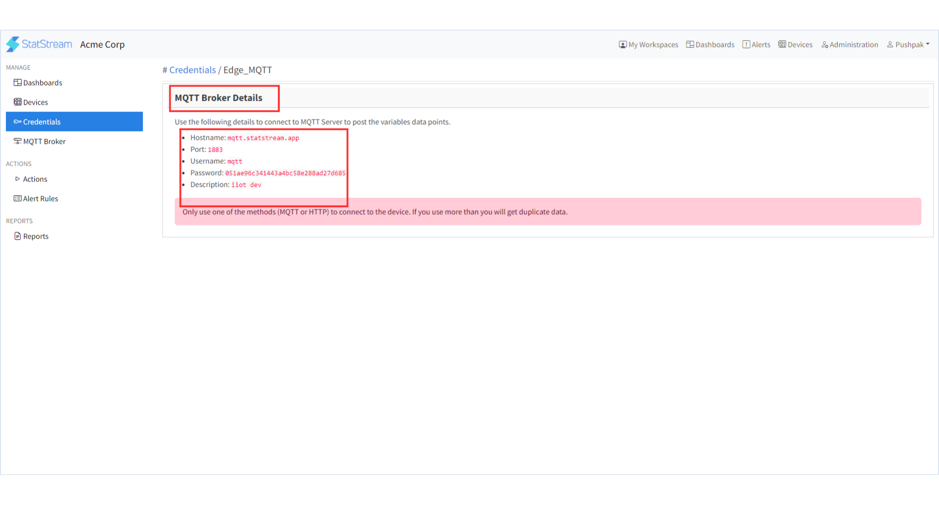 MQTT server details